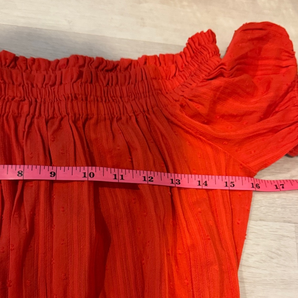 LOFT NWT Off-Shoulder Vibrant Orange-Red Maxi Dress with Belt - Picture 9 of 12